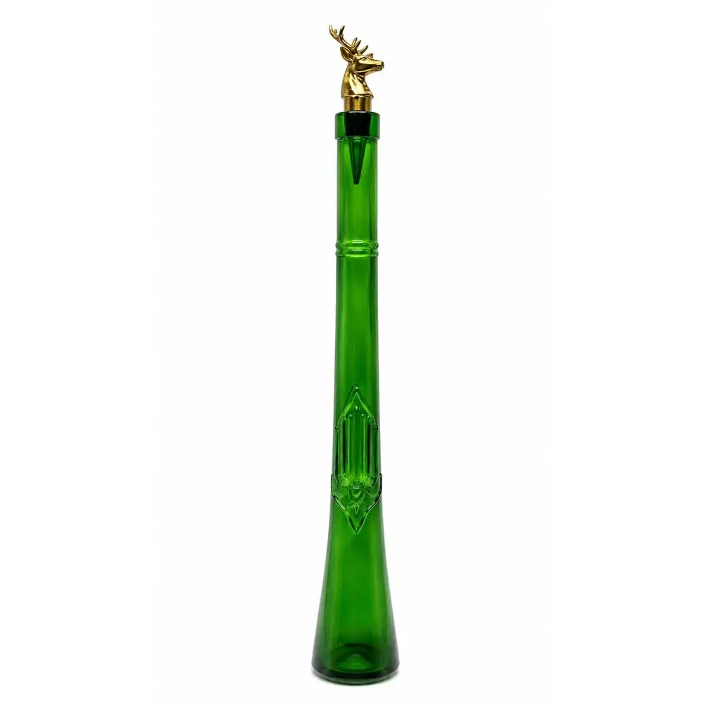 Vintage Empoli Green Glass Rifle Decanter Stag Deer Stopper Hunter Decor Italy